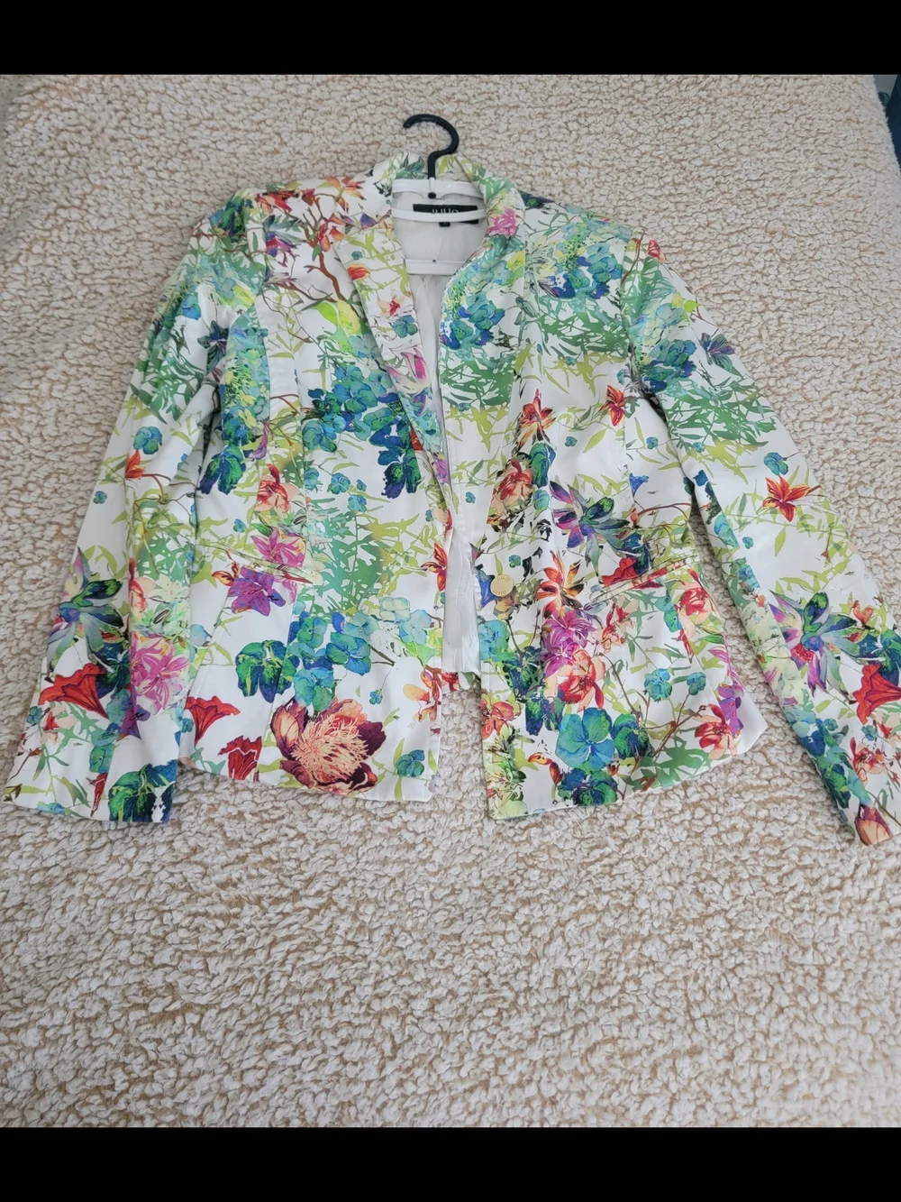 Floral Printed Women's Blazer Jacket - White Multi